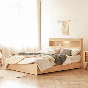 동서가구 이즈 카이 LED 1단 3서랍 수납침대 프레임 + 9존 독립 매트리스 세트 방문설치