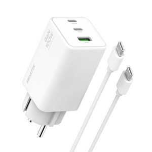 스마텍 GAN PD 접지 플러그 3포트 멀티 초고속 충전기 100W + C to C케이블 세트 STQC-Anti100W