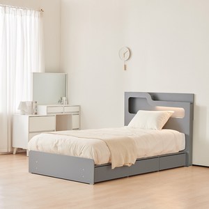 동서가구 소프 수납형 3단 서랍 LPM 침대 프레임, 그레이, 슈퍼싱글