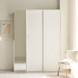 스칸디아 모어빅 키큰 행거형 슬라이딩 옷장 + 전신거울 좌측형 선반장 1600 세트 방문설치