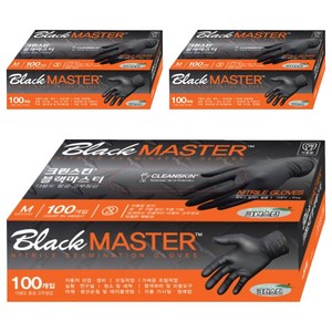크린스킨 마스터 니트릴장갑, 블랙, 중(M), 3개