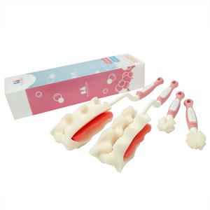 비지엔젤 스폰지 젖병솔 + 젖꼭지 솔, 핑크, 2세트