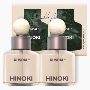쿤달 퍼퓸 차량용 방향제 75ml 2p + 우드볼 스틱 2p 세트, 히노키, 1세트
