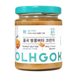 옳곡 100% 국내산 땅콩버터 크런치, 200g, 1개
