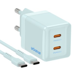 어반어스 GaN 45W 미니 C타입 2포트 PD PPS 초고속 충전기 60W C to C 케이블 1.5m
