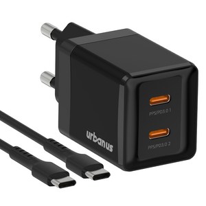 어반어스 GaN 45W 미니 C타입 2포트 PD PPS 초고속 충전기 60W C to C 케이블 1.5m