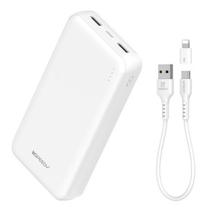 스피디 슬림 듀얼 보조배터리 20000mAh 듀얼포트 + C타입 케이블 + 8핀 젠더 세트