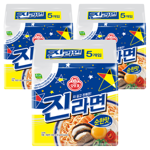 오뚜기 진라면 순한맛 120g, 15개, (5개입 X 3팩)