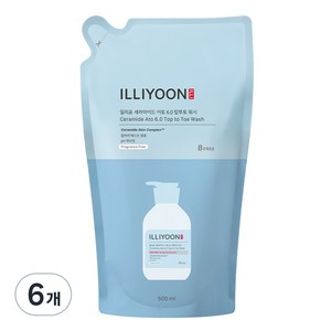 일리윤 세라마이드 아토 6.0 탑투토 워시 무향 리필, 500ml, 6개