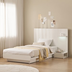 잉글랜더 SAF 모아 평상형 수납 LPM마감 협탁 침대 프레임, 화이트, 슈퍼싱글