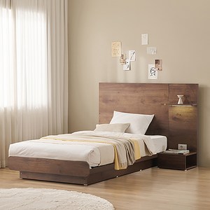 잉글랜더 SAF 모아 평상형 수납 LPM 헤드보드 침대 프레임, 프렌치월넛, 슈퍼싱글