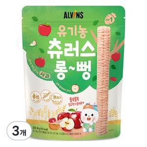 엘빈즈 유아용 츄러스 롱뻥 STEP1, 사과맛, 30g, 3개