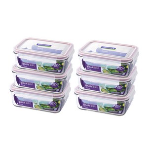 글라스락 퍼플에디션 직사각 밀폐용기, 715ml, 6개