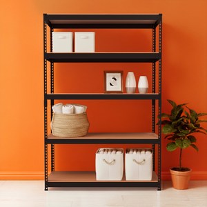 스피드랙 5단 무볼트 철제 다용도 선반, 블랙, 1200 x 400 x 1800 mm