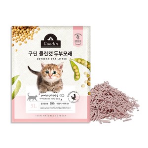 구딘 클린캣 고양이 두부모래 1.5mm, 5L, 1개, 베이비파우더향