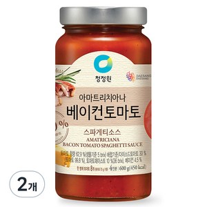 청정원 아마트리치아나 베이컨 토마토 스파게티소스, 600g, 2개