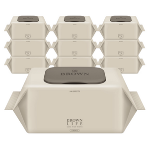 브라운 라이프 그레이지 도톰한 아기 물티슈 대용량 저자극 캡형, 50g, 100매, 10개