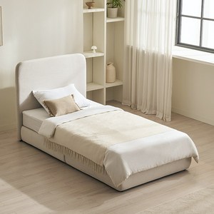 스칸디아 데니아 호텔 기능성 패브릭 라운드 쿠션형 침대, 아이보리, 슈퍼싱글