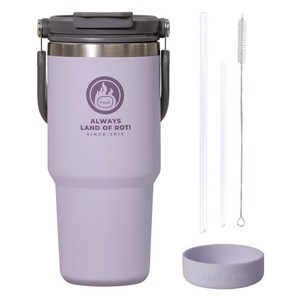 로티캠프 로텀 대용량 스텐 빨대 손잡이 보온 보냉 텀블러, 라벤더, 900ml, 1개