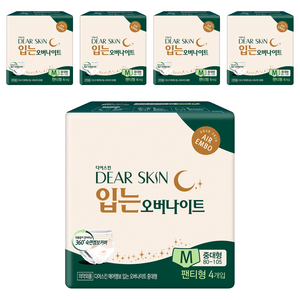 디어스킨 에어엠보 입는 오버나이트 생리대 팬티형, 중대형, 4개입, 5개
