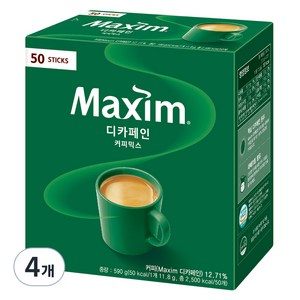 맥심 디카페인 커피믹스, 11.8g, 50개입, 4개