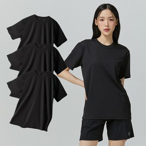 블랙몬스터핏 남녀공용 냉감 통기성 무지 쿨론 기능성 쿨 반팔 티셔츠 3p