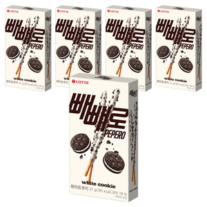롯데웰푸드 화이트쿠키 빼빼로, 37g, 5개