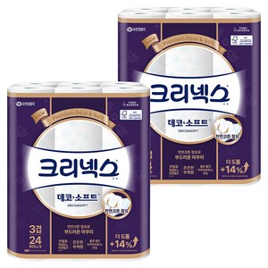 크리넥스 3겹 데코 앤 소프트 화장지, 28m, 24개입, 2개