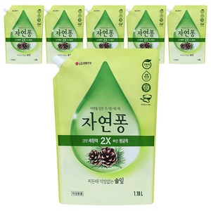 [비건라이프] 자연퐁 찌든때 걱정없는 솔잎 주방세제 파우치형, 1.18L, 6개