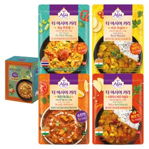 티아시아키친 치킨 마크니 커리 170g + 게살 푸팟퐁 커리 170g + 비프 마살라 커리 170g + 스파이시 비프 마살라 커리 170g 세트, 680g, 1세트