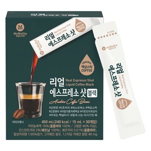 맥널티커피 리얼 에스프레소 샷 블랙 액상 스틱 커피, 15ml, 30개입, 1개