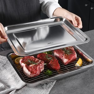 키친아트 연마제 없는 스텐 사각트레이 세트, 355 x 265 ..., 밧드 + 랙 + 트..., 1세트