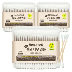 뷰렌드 비건 멸균 나무 면봉, 350개입, 3개
