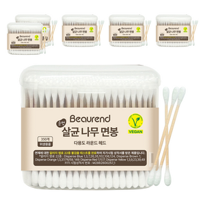 뷰렌드 비건 멸균 나무 면봉, 350개입, 6개