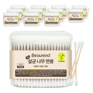 뷰렌드 비건 멸균 나무 면봉, 350개입, 12개