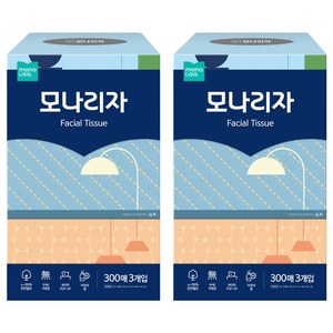 모나리자 천연펄프 미용티슈 2겹, 300매, 6개