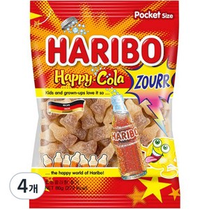 하리보 해피콜라향 사우어 젤리, 80g, 4개
