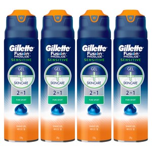 질레트 정품 퓨전 프로글라이드 센서티브 2 in 1 퓨어스포츠 쉐이빙 젤, 170g, 4개