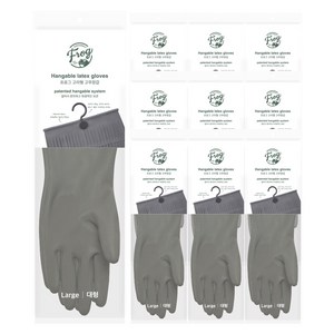 프로그 고리형 고무장갑, 그레이, 대(L), 10개