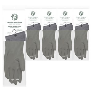 프로그 고리형 고무장갑, 그레이, 대(L), 5개