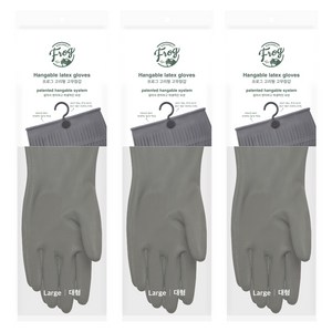 프로그 고리형 고무장갑, 그레이, 대(L), 3개