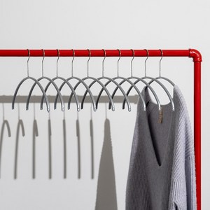 마와 논슬립 옷걸이 이코노믹 40P 라운드, 펄실버, 10개