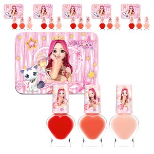 리틀블링 시크릿쥬쥬 별의여신 틴케이스 어린이 네일 3종 세트, 핑크세트, 6개