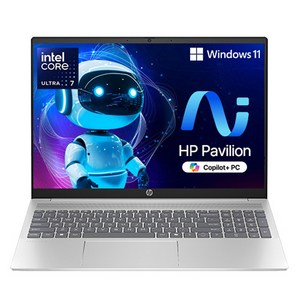 HP 파빌리온 Natural silver 약 16인치에 해당함, 코어Ultra7, 512GB, 16GB, WIN11 Home, 2024.11