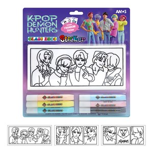 아모스 케이팝 데몬 헌터스 사자보이즈 글라스데코 10.5ml x 6종 + 씰 스티커 + 스티커 3p 세트