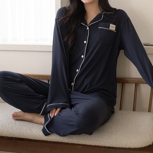 어나더디 커플용 보들 피치스킨 피치기모 긴팔 잠옷 상하의 세트