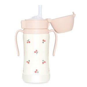 그로미미 원터치 스테인리스 빨대컵, 300ml, 체리쉬스윗피치, 1개