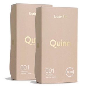 Quinn 001 누드핏 무꼭지형 일반형 콘돔, 12개입, 2개