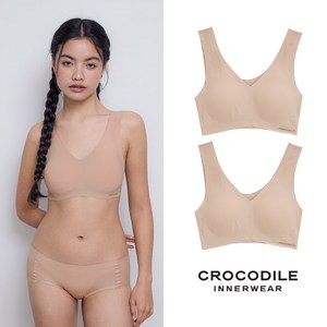크로커다일 쉘론 V넥 브라 2종 세트
