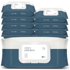 데일리워터 간편한장 손걸레 물티슈 캡형 80매, 200 x 170 ..., 10개